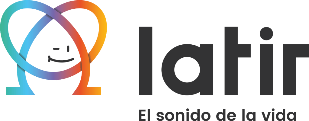 Logo de Latir con un diseño colorido y moderno, que incluye un símbolo estilizado y el eslogan 'El sonido de la vida'.